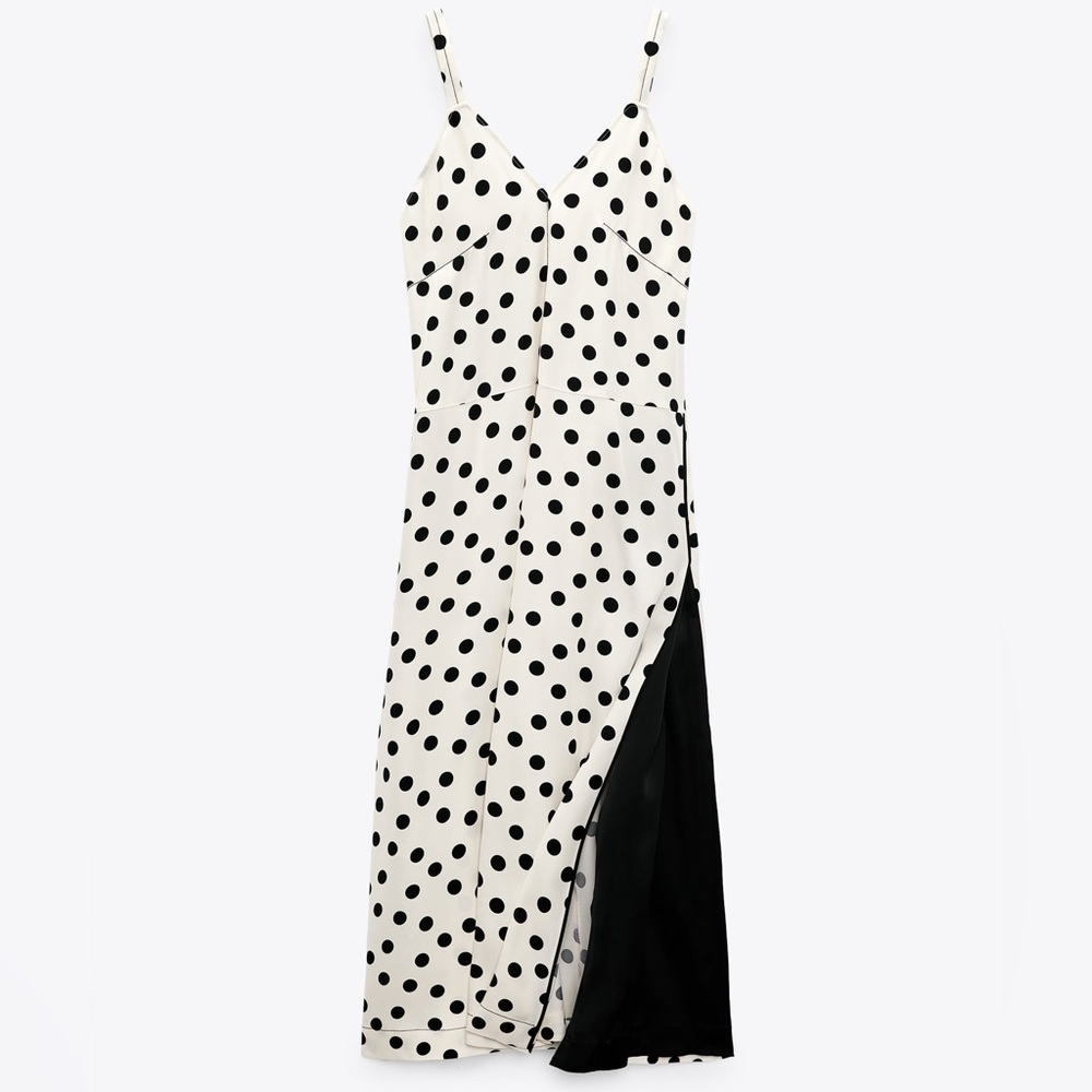 ZARA STUDIO POLKA DOT SLIP MAXI DRESS - Picture 16 of 16